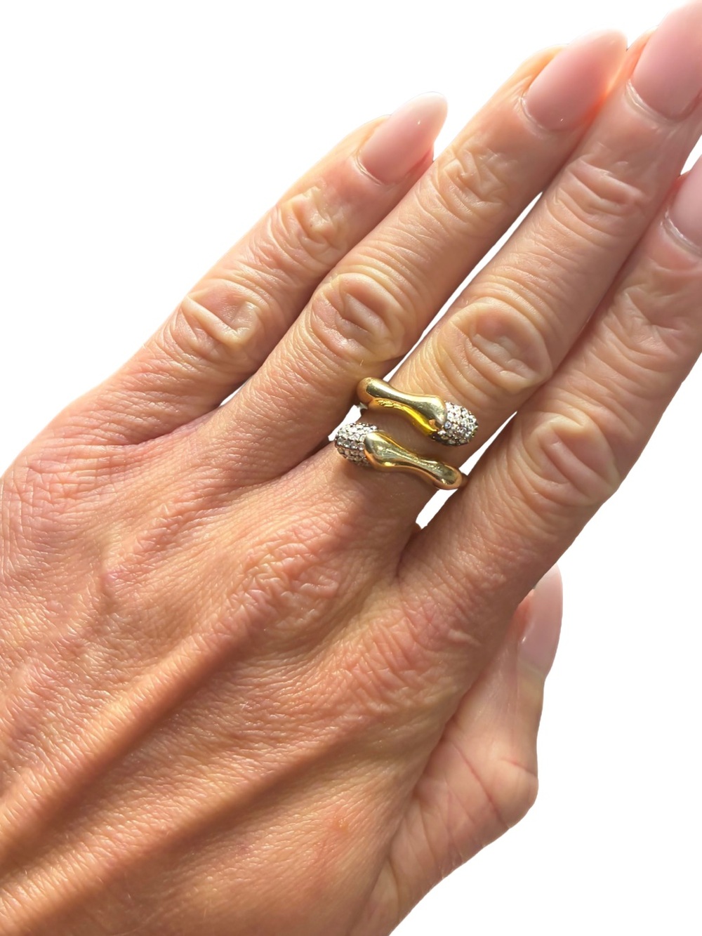 925 Sterling Silver Gold-Tone Horse Ring with Crystal Accents